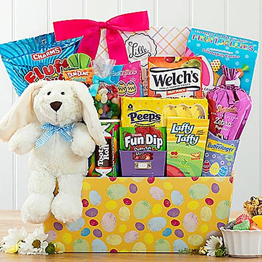 Deluxe Easter Bunny and Candy Gift Basket