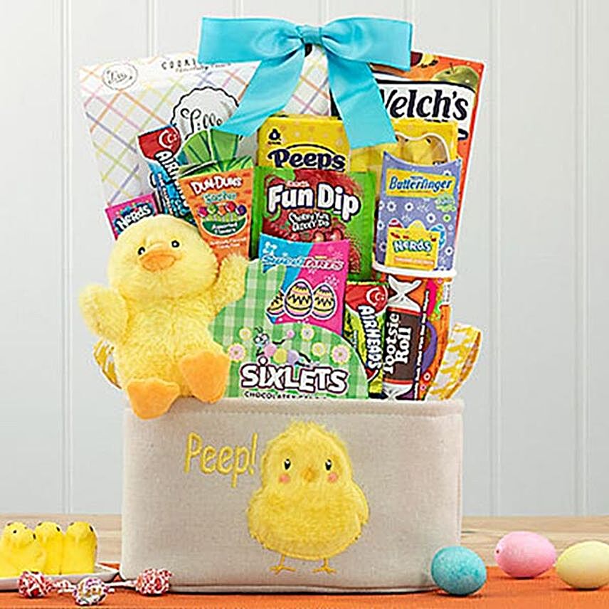 Easter Chick and Peeps Gift Basket