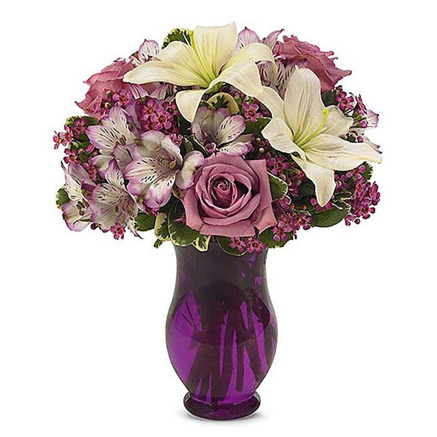 Alluring Mixed Flowers Vase Arrangement