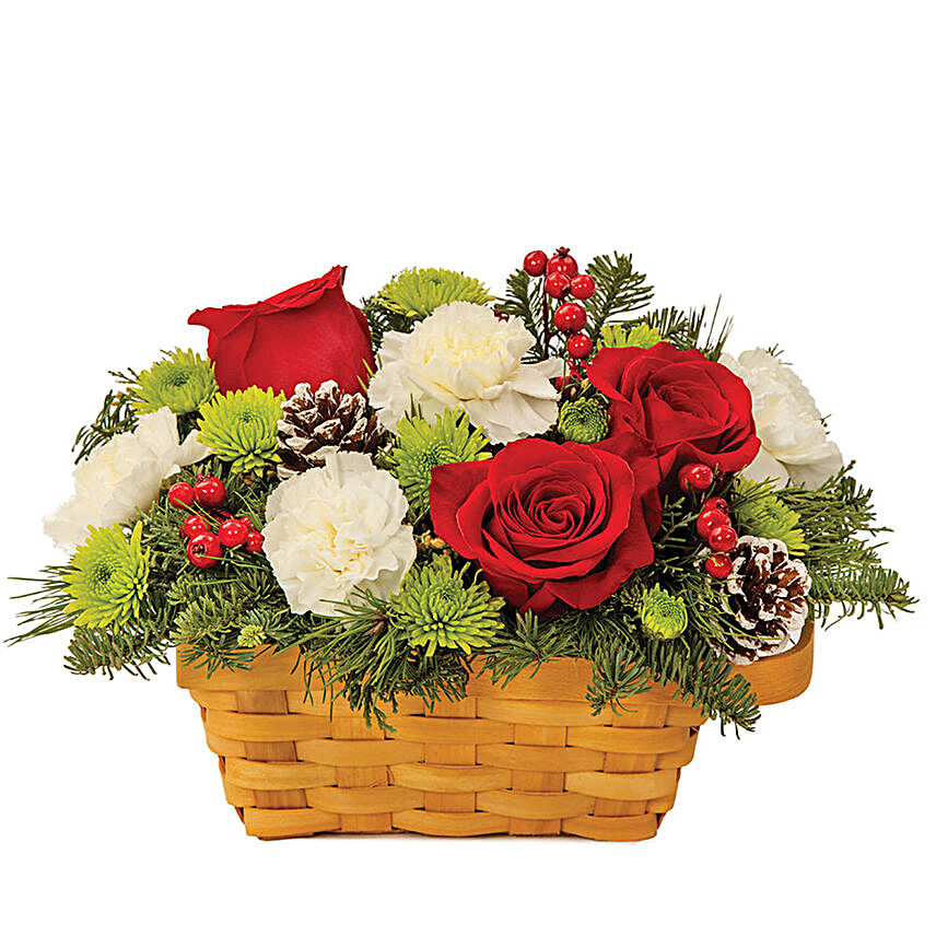 Exotic Assorted Flowers Basket Arrangement