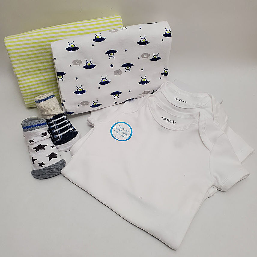 CarterS Blankets And 2 Bodysuits Baby Boy Gift Set