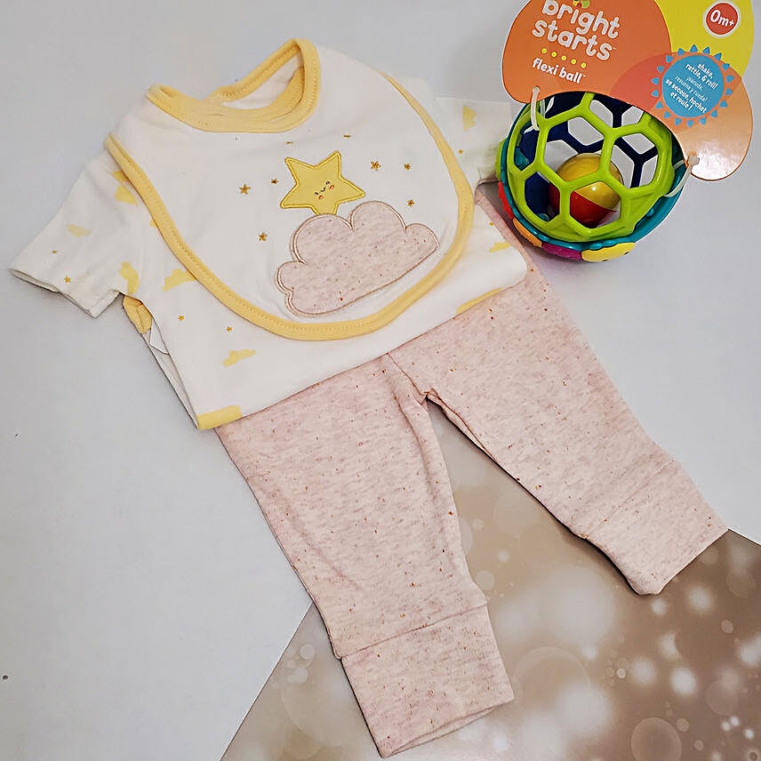 Flexi Ball And Bodysuit With Pants Baby Boy Gift Set:Newborn Baby Gifts to USA