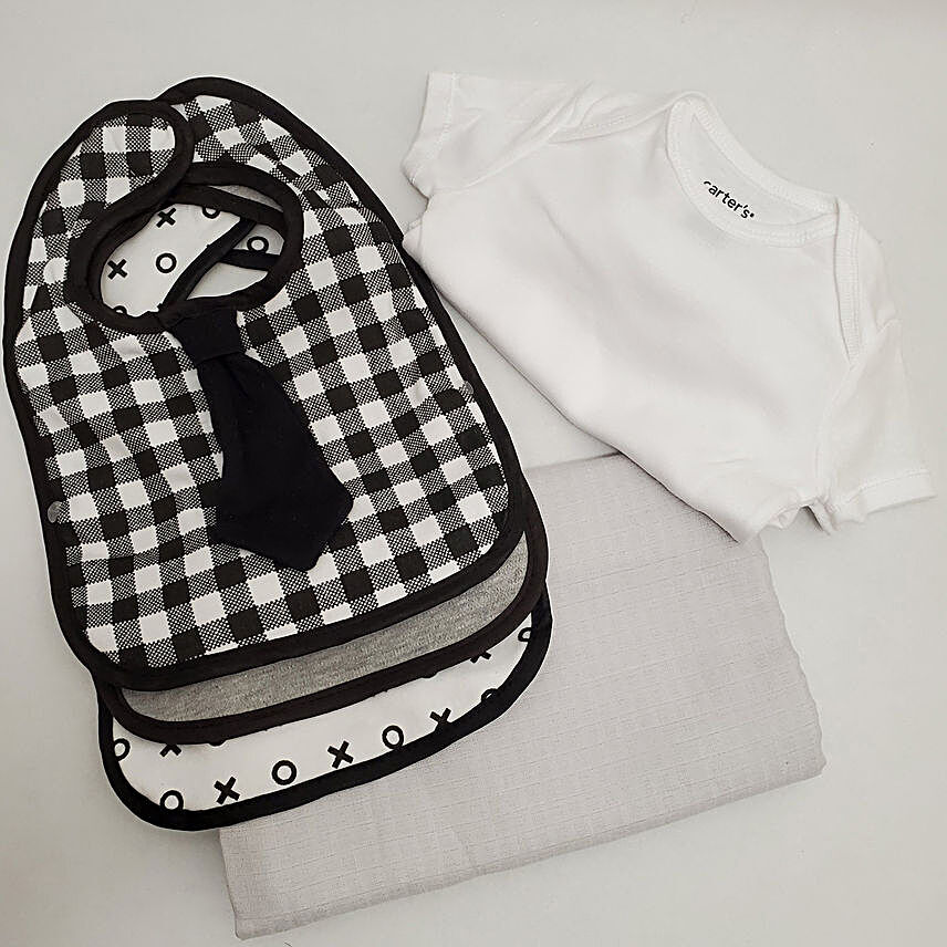 Swaddle Blanket And 3 Bibs Baby Boy Gift Set