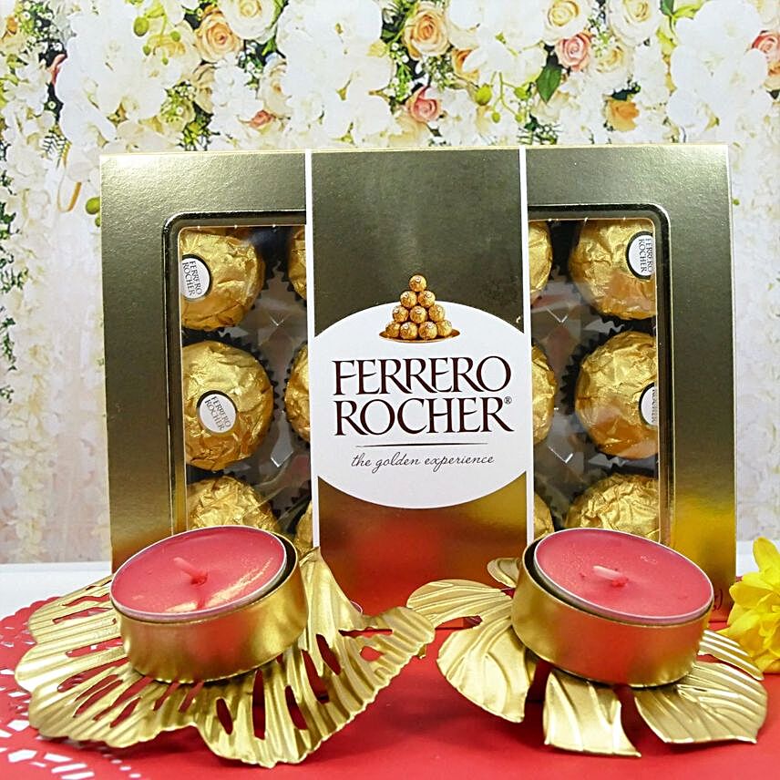 Auspicious Diwali Designer Diyas And Ferrero Rocher
