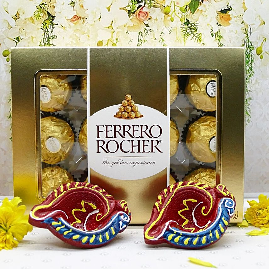 Diwali Special Clay Diyas And Ferrero Rocher