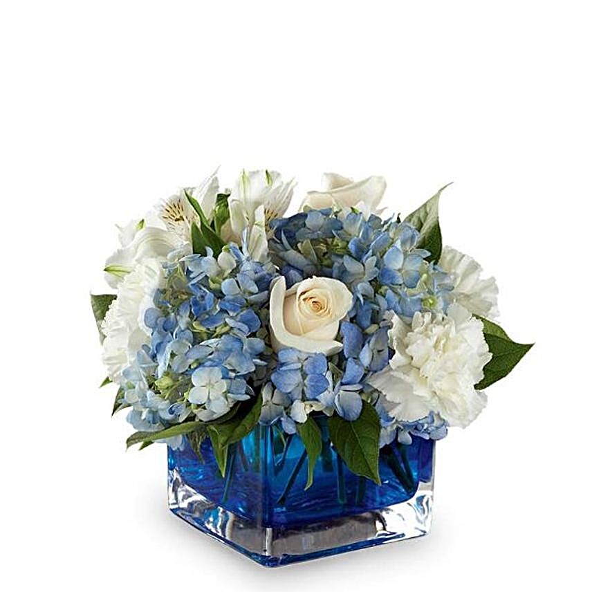 Striking White And Blue Flowers Vase:Hanukkah Gifts In USA