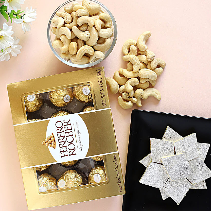 Ferrero Rocher With Kaju Katli And Cashews:Send Dry Fruits to USA