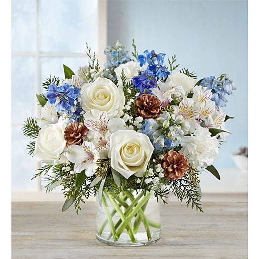 Blissful Mixed Flowers Cylindrical Vase:Chinese New Year Gift Delivery in USA