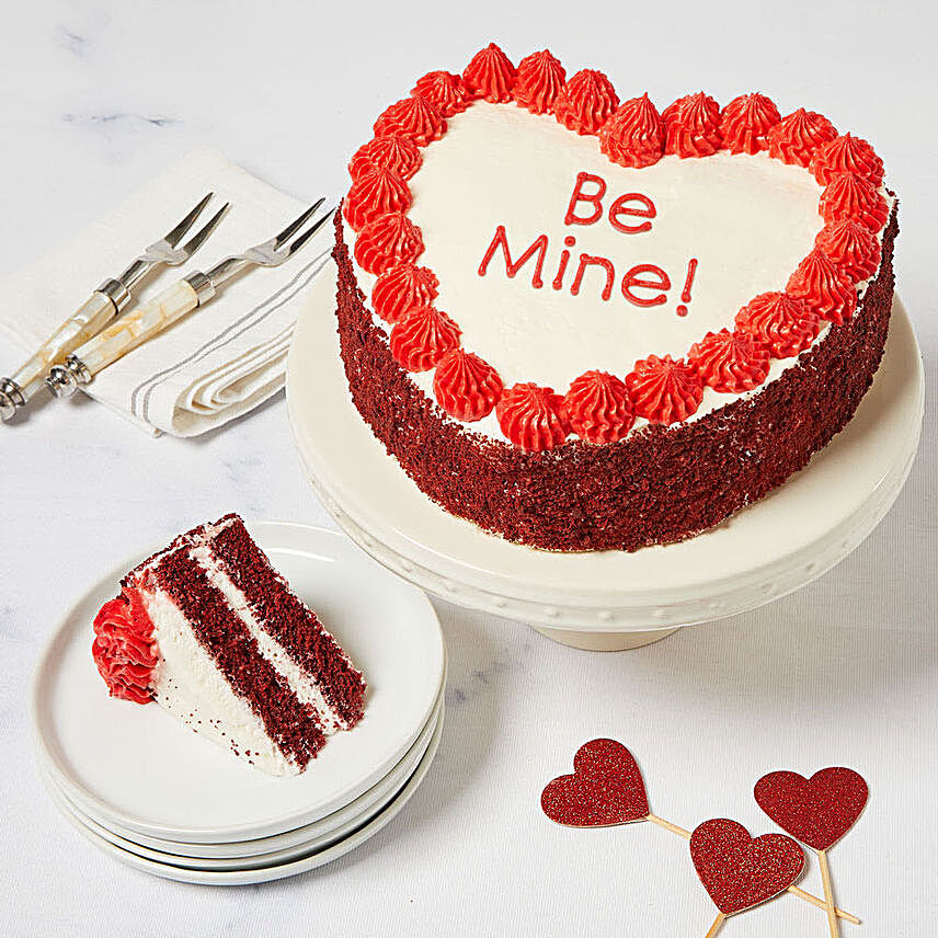 Be Mine Heart Shaped Red Velvet Cake:Valentines Day Gifts For Her in USA