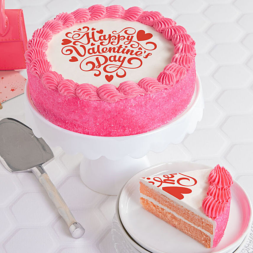 Pretty In Pink Valentines Day Cake:Valentine's Day Cake Delivery in USA
