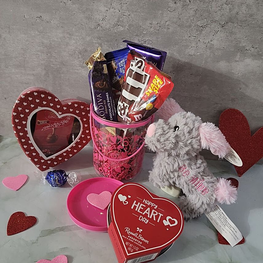 Happy V Day Assorted Chocolates And Puppy Soft Toy Hamper