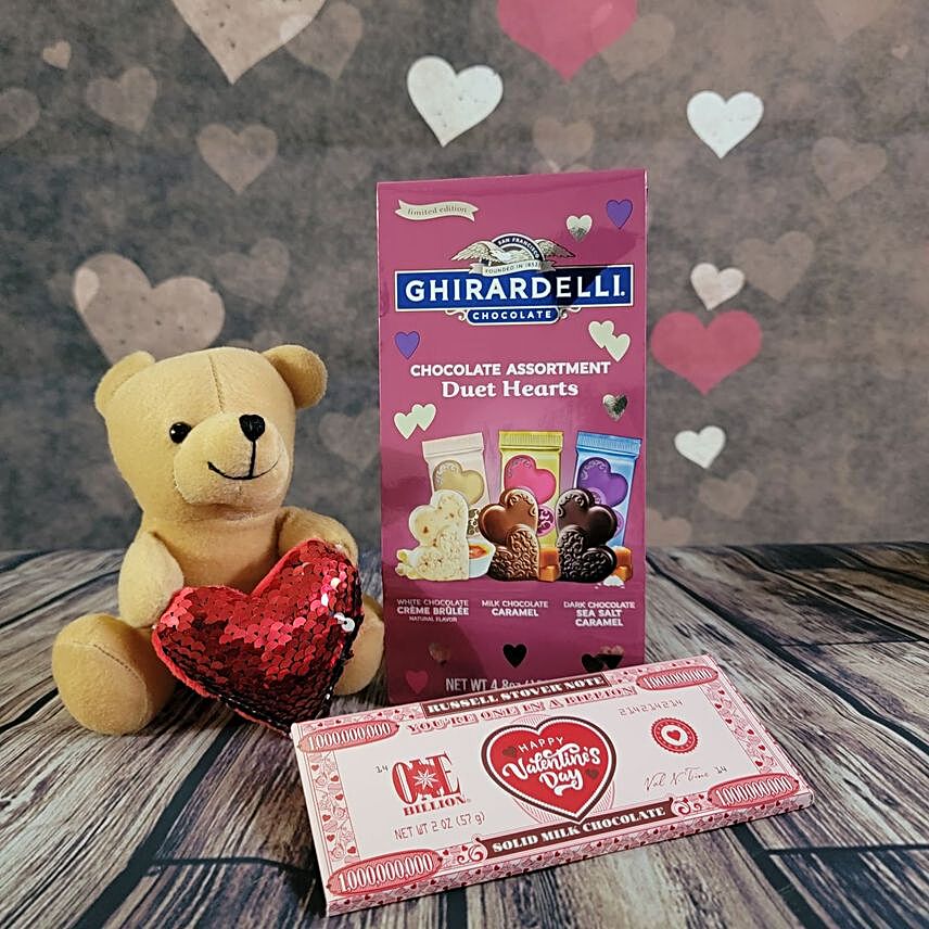 Valentines Special Assorted Chocolates And Cute Teddy