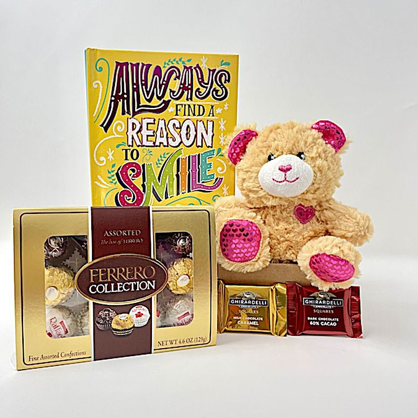 Valentines Special Chocolates With Teddy And Book