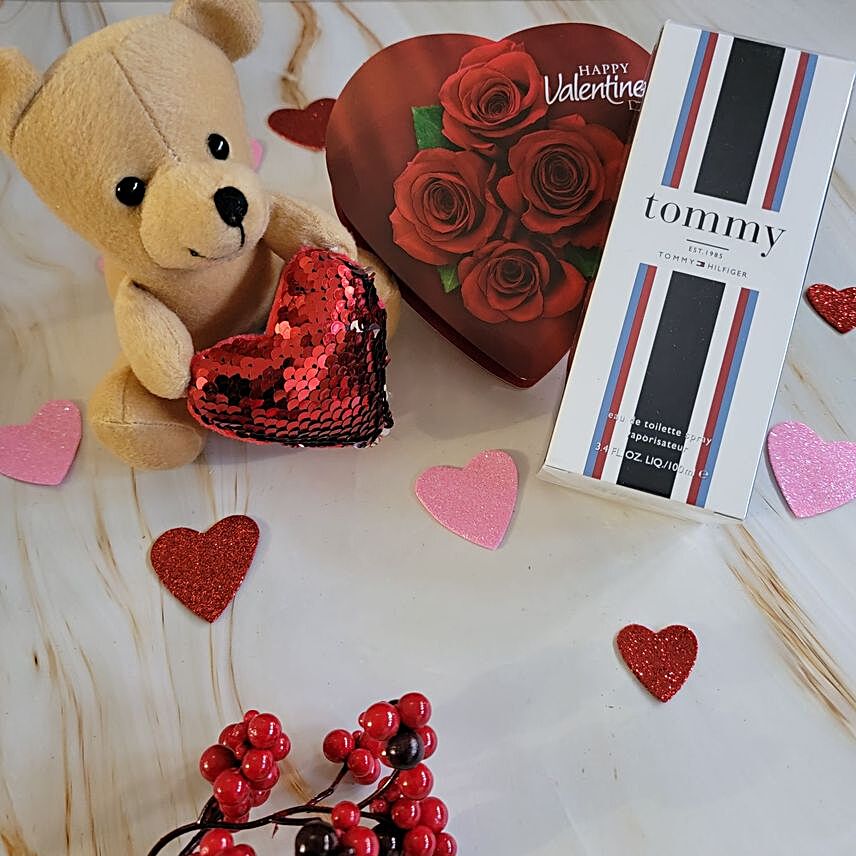 Tommy Hilfiger Perfume With Teddy And Chocolates:All Gifts USA