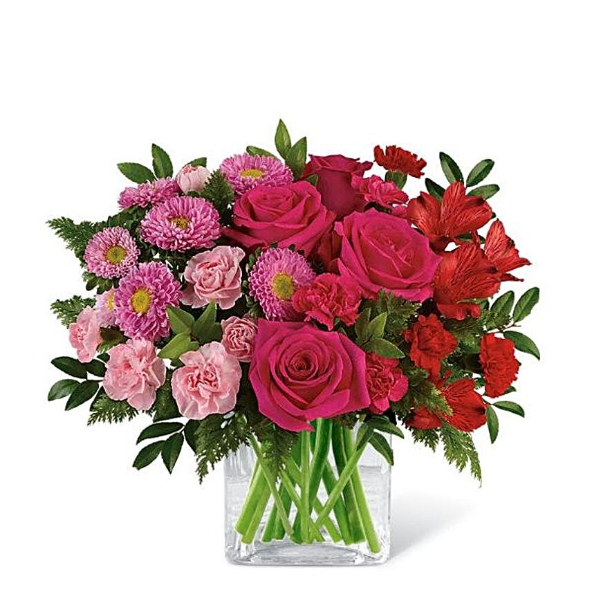 Breathtaking Mixed Flowers Vase:Send Valentines Day Flowers to USA