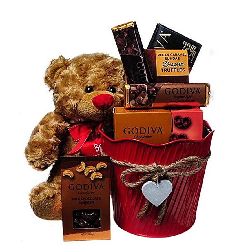 Bearly Love Gift Basket:Send Chocolates and Teddy Bear to USA