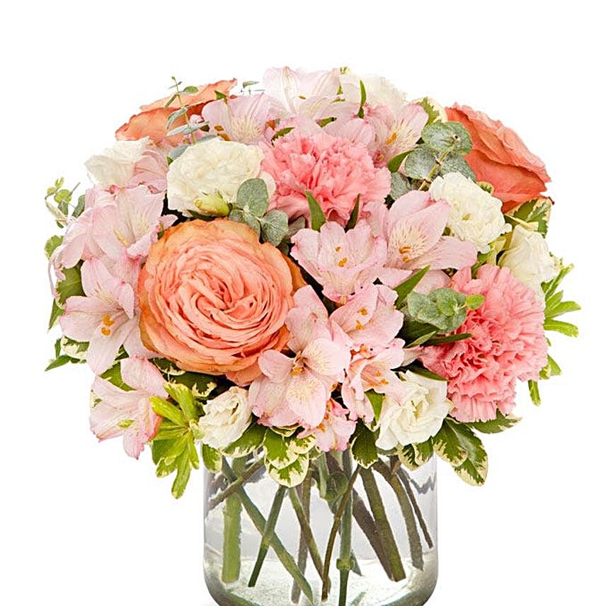 Charming Mixed Flowers Vase