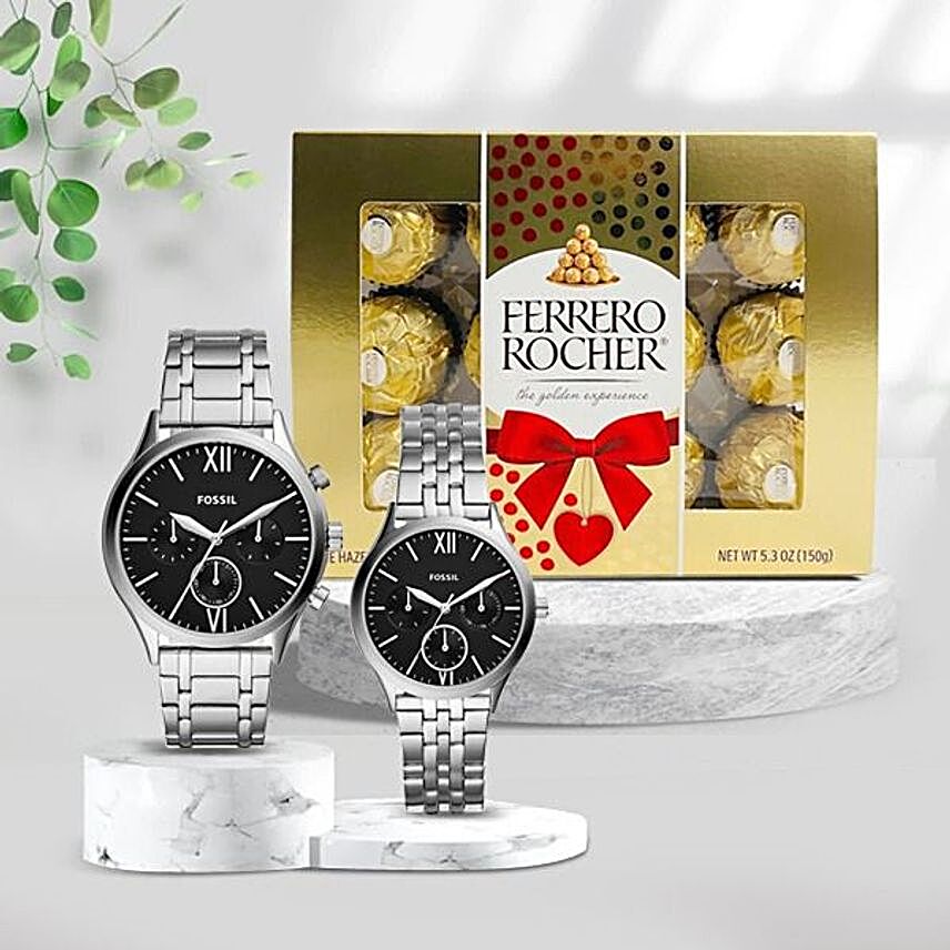Fossil His And Her Watch Set With Ferrero Rocher