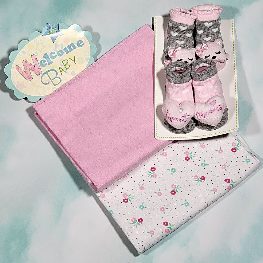 Sweet Dreams Baby Girl Gift Set:Newborn Baby Gifts to USA