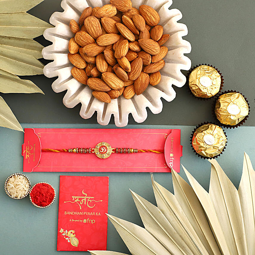 Sneh Om Rakhi With Almonds & Ferrero Rocher