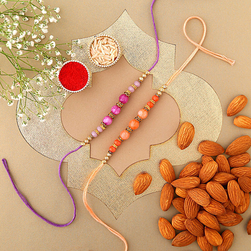 Sneh Peach Rakhi Set & Almonds