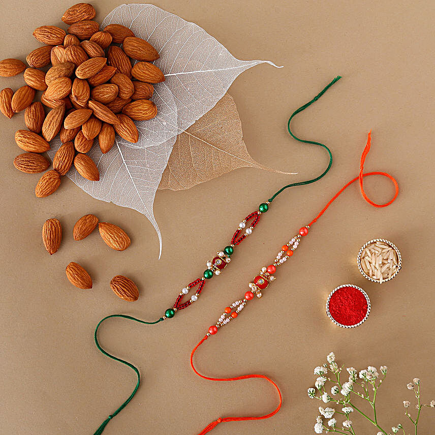 Sneh Pearl Rakhi Set & Almonds