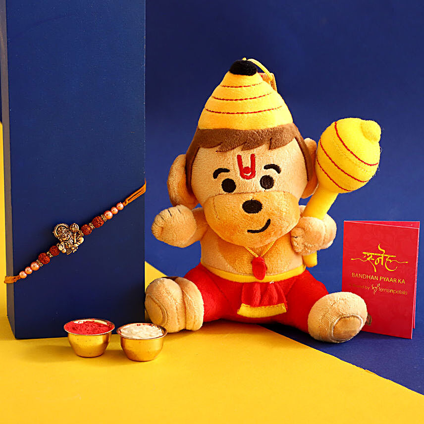 Sneh Auspicious Hanuman Rakhi & Lord Hanuman Toy:Send Rakhi With Toys to USA