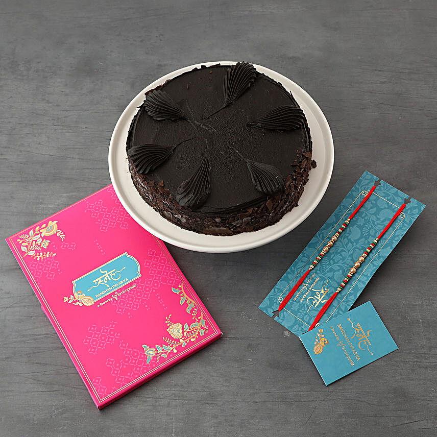 2 Pearl Rakhis And Chocolate Mousse Torte Cake