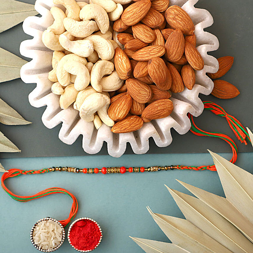 Cluster of Beads Rakhi With Almonds & Cashews