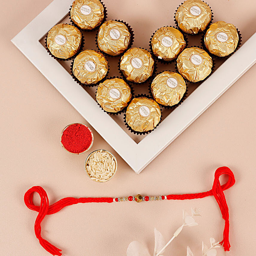Colourful Beads Designer Rakhi & Ferrero Rocher:Rakhi and Chocolates USA