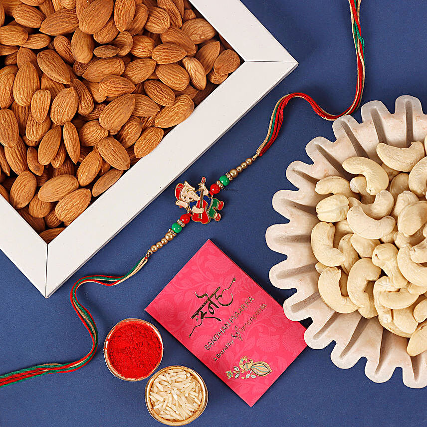 Funky Ganesha Kids Rakhi With Almonds & Cashews