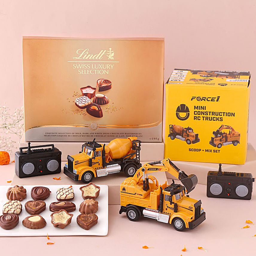 Mini Construction Toy Set & Lindt Chocolate