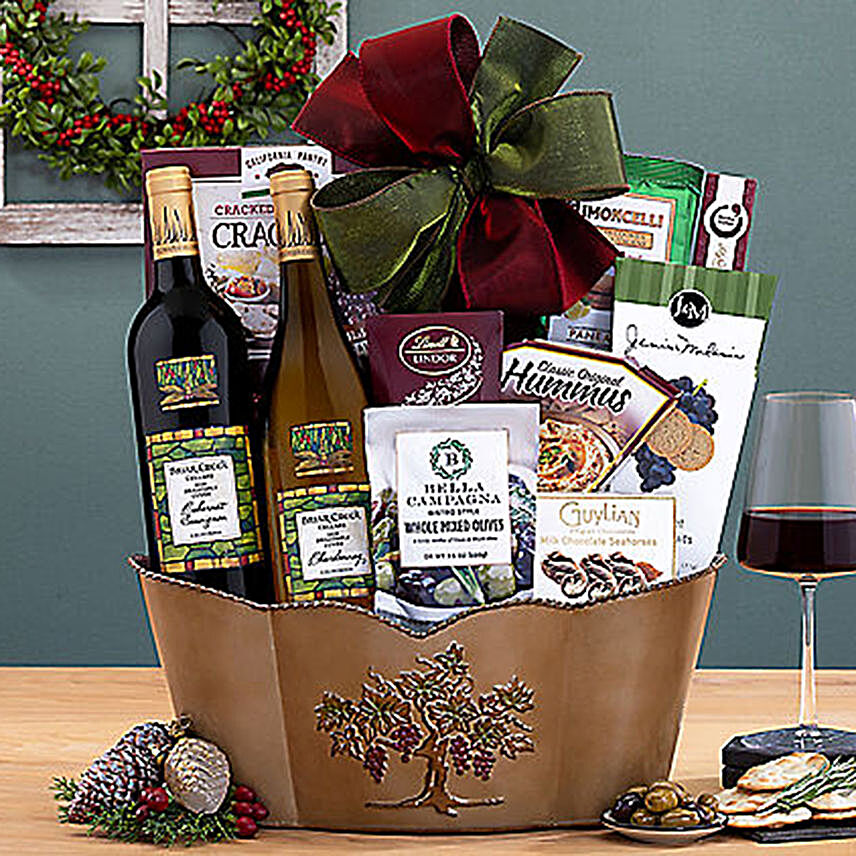 Briar Creek Cellars Double Delight Gift Basket:Gift Hampers to Usa