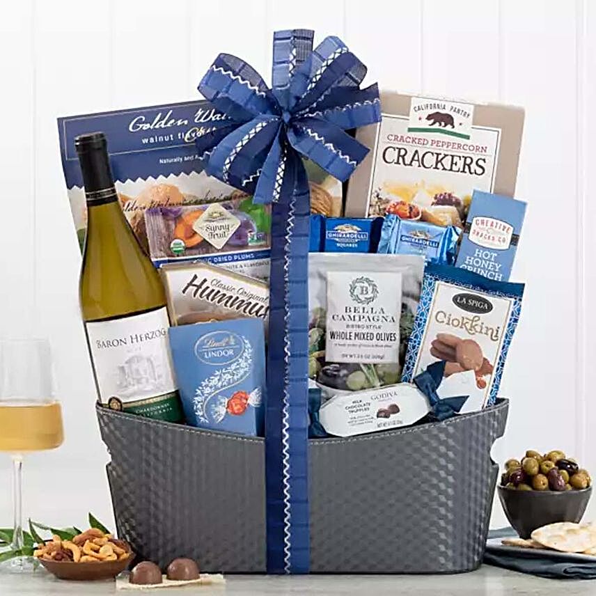 Baron Herzog Chardonnay Kosher Wine Gift Basket:Christmas Gift Delivery in USA