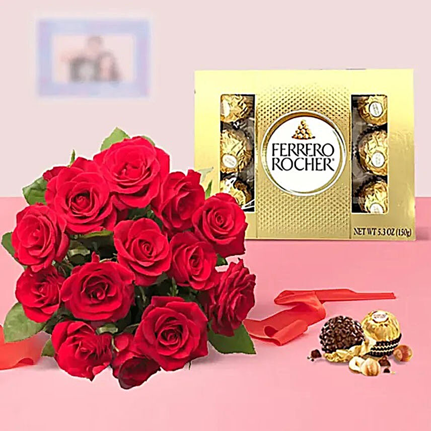 Ferrero Rocher And Red Roses:Gifts to USA Same Day Delivery