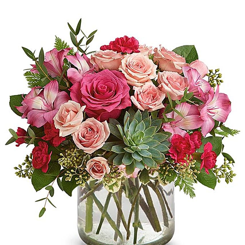 Beautiful Floral Bunch And Keepsake Vase