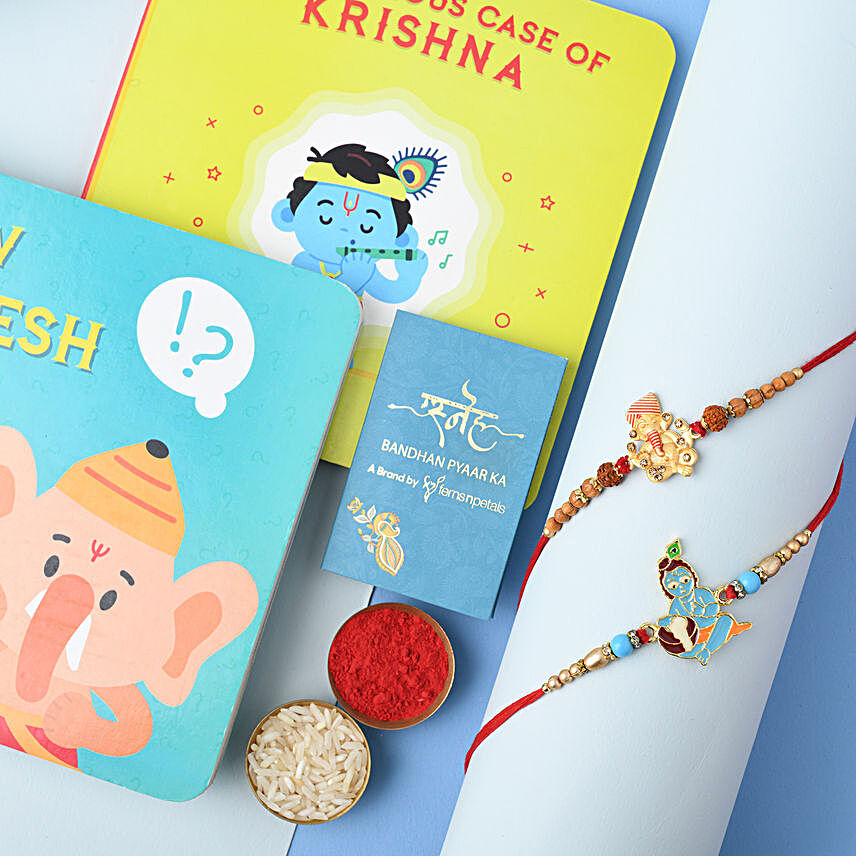 Sneh Ganesha Rakhi Kids Rakhi & Krishna Book Set