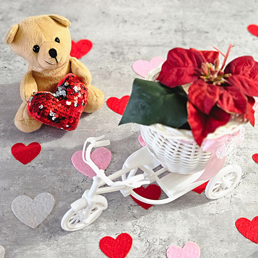Heartfelt Teddy & Floral Embrace