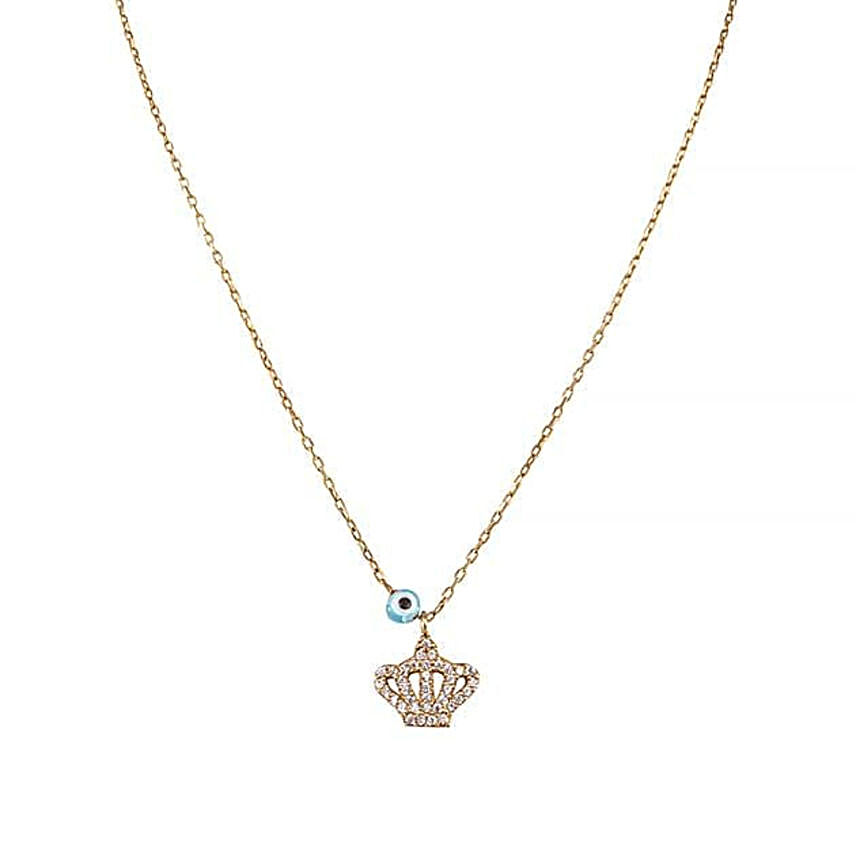 Royal Crown Necklace with Evil Eye