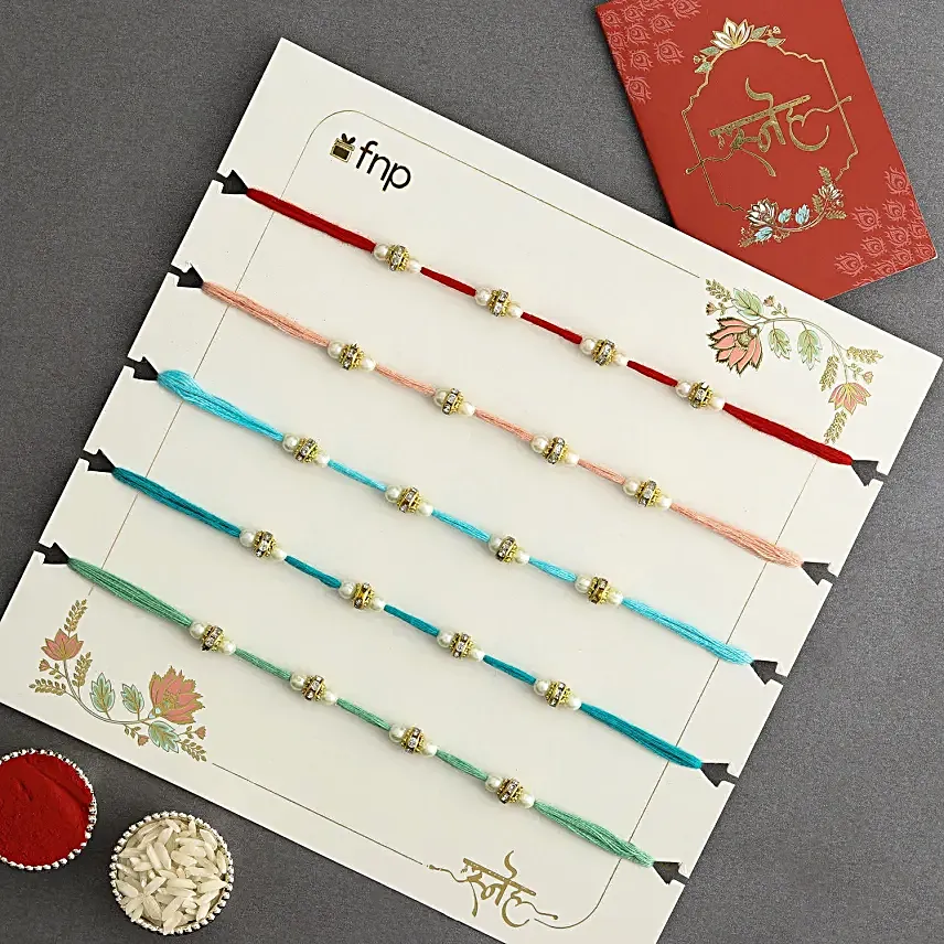 Understated Elegance Beads Rakhi Set of 5