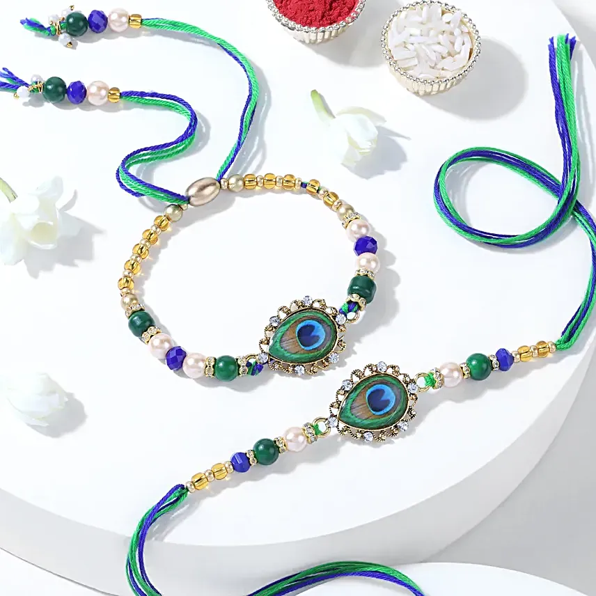 Peacock Bhaiya Bhabhi Rakhi Set