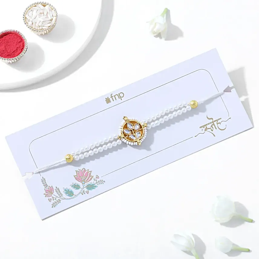 Pearl Kundan Designer Rakhi