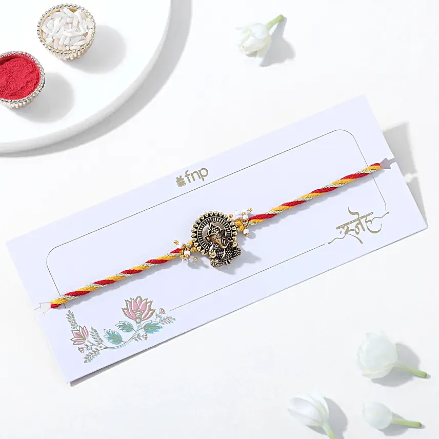 Antique Red Ganesha Rakhi
