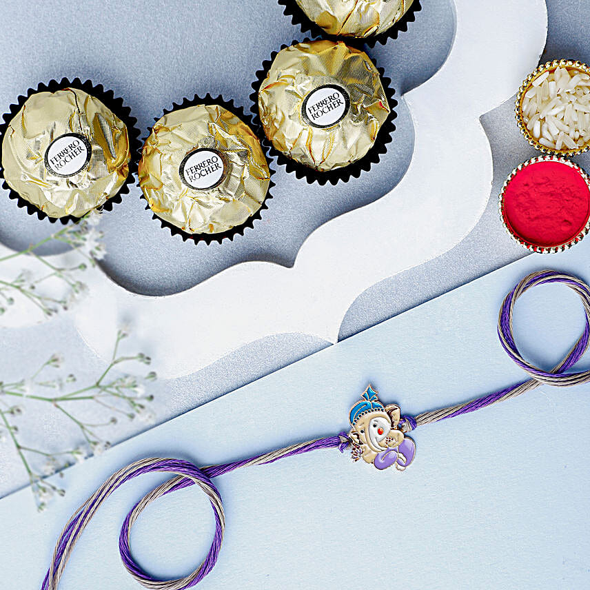 Bal Ganesha Cheerful Charm Rakhi N Ferrero Delight