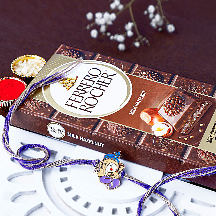 Bal Ganesha Cheerful Charm Rakhi N Ferrero Bar