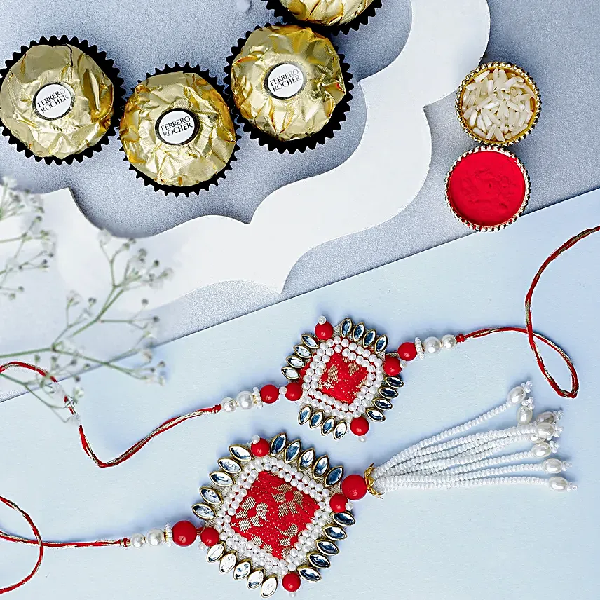 Bandhani Bhaiya Bhabhi Rakhi Set N Ferreo Delight