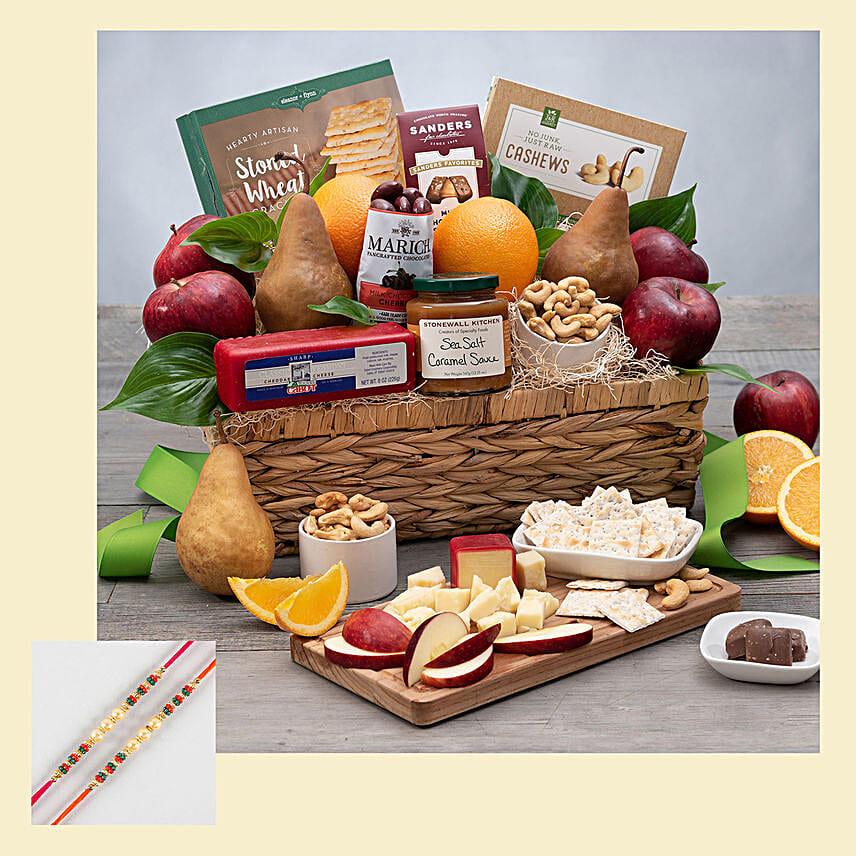 Beautiful Pearl Rakhi Set And Mixed Fruits Hamper