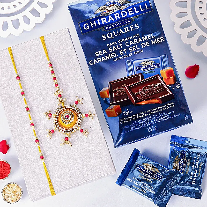 Bhaiya Bhabhi Beads Rakhi Set N Choco Treat