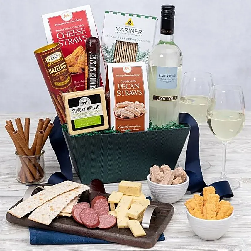 Classic White Wine Gift Basket