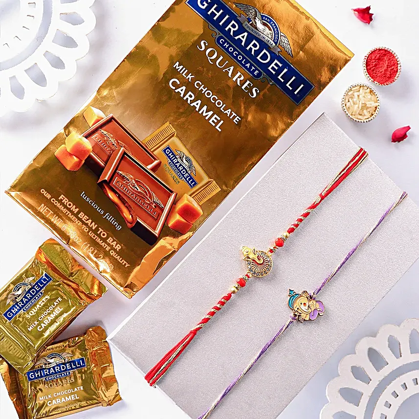 Devotional Rakhi Set N Chocolate Duo